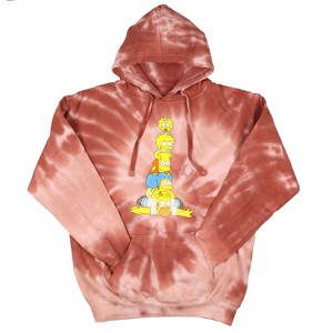 Seven Times Six The Simpsons Men's Stacked Family Spiral Tie Dye Pullover Hoodie Multicolored - 1 of 3