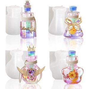 JDICTION 4 Pcs Quicksand Message Bottle Mold with Stopper, Wishing Bottle Shaker Silicone Mold for DIY Crystal Charm Keychain Jewelry Craft - 1 of 4