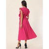 Seta T Women's Casual Ruffle Sleeveless Crewneck Pleated Flowy Belted Midi Sundresses - 4 of 4