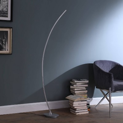 62.25" Modern Arc Metal Tube Floor Lamp (Includes LED Light Bulb) Silver - Ore International
