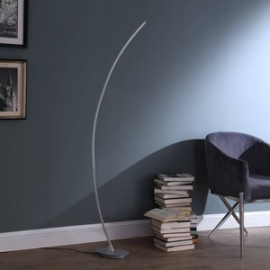 62.25" Modern Arc Metal Tube Floor Lamp (Includes LED Light Bulb) Silver - Ore International - 1 of 4