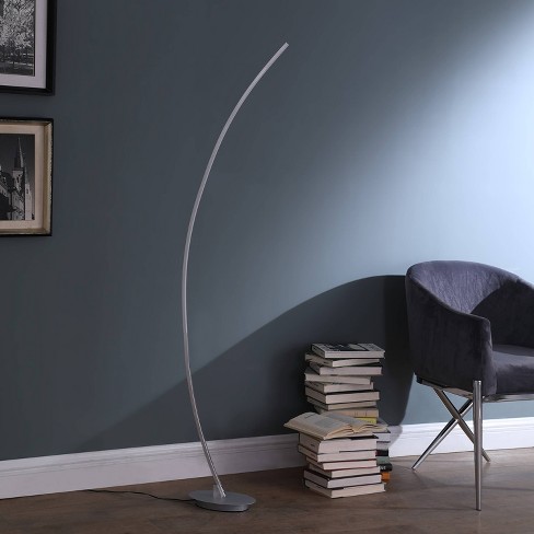 62.25" Modern Arc Metal Tube Floor Lamp (Includes LED Light Bulb) Silver - Ore International - image 1 of 4