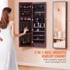 VEVOR Mirror Jewelry Cabinet, 47.05-Inch Tall Lockable Jewelry Cabinet Armoire with Full-Length Mirror, Wall or Door Mounted Jewelry Mirror, Brown - 3 of 4