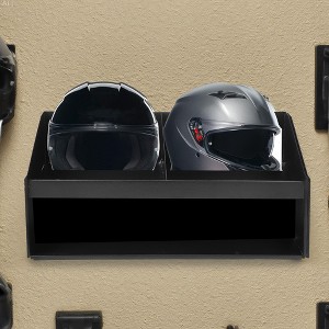 Metal Helmet Locker, Wall Mounted Double Aluminum Helmet Holder, Locker Organizer for Shop, Garage, Warehouse, Basement - 1 of 4