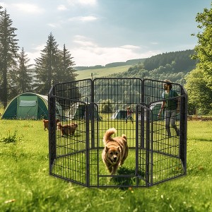 8 Panels Heavy Duty Metal Playpen with door, 39.37"H Dog Fence Pet Exercise Pen for Outdoor, Indoor - 1 of 4