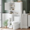 Over The Toilet Storage Cabinet with 2 Barn Door, Toilet Paper Holder & Open Shelves - 2 of 4
