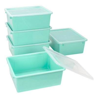 5pk Deep Storage Tray with Lid Teal - Storex