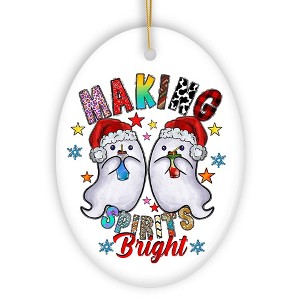 Making Spirits Bright Cute Ghost Duet Christmas Ornament, Ceramic Tree Decoration| OrnamentallyYou - 1 of 4