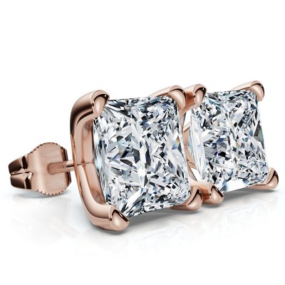 Pompeii3 Certified 4Ct Princess Cut Martini Studs 14k Gold Lab Created
