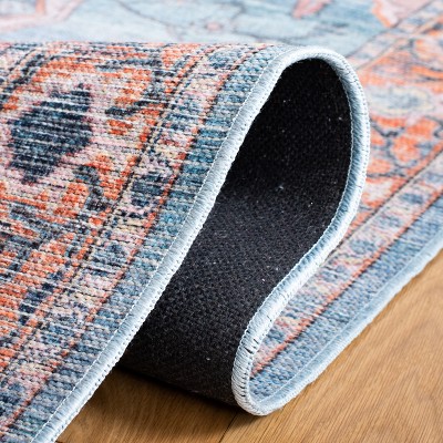Serapi Blue and Orange Square Hand-Knotted Area Rug