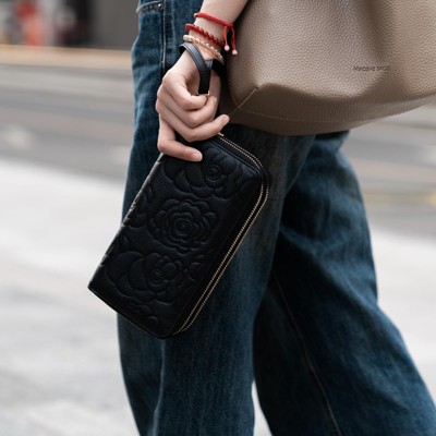 Women's Wallet RFID Blocking Leather Double Zip Large Capacity Card Holder Ladies Phone Clutch Long Purse Wristlet - image 3