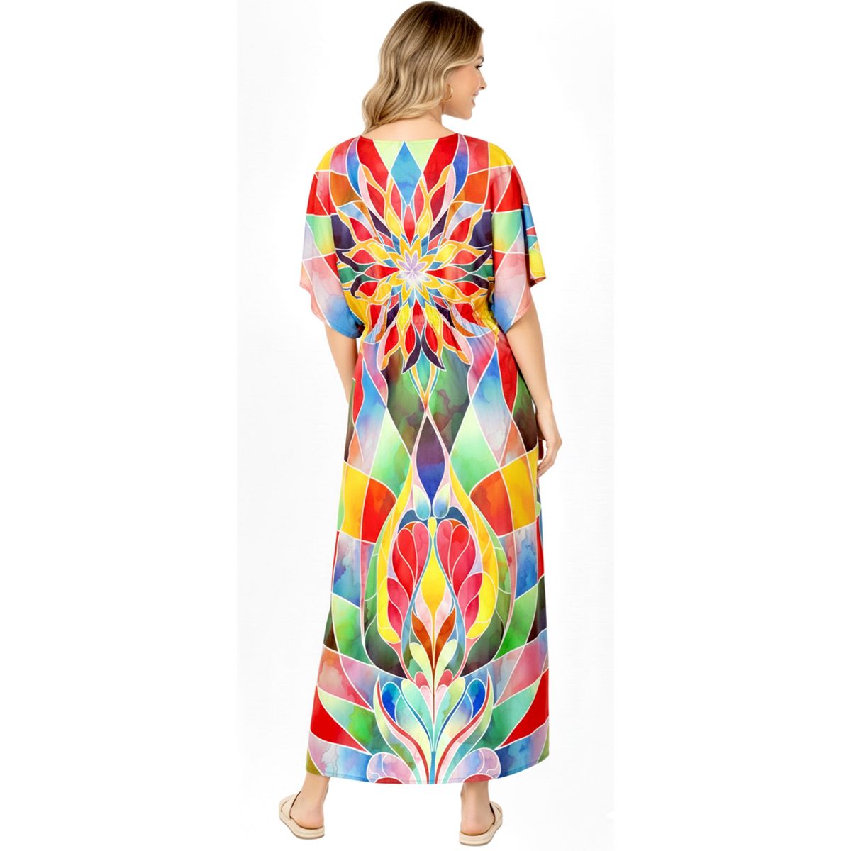 HAPPY BAY Women's Summer Vacation Loungewear Casual Long Kaftan Beach Cover Up Dress Maxi Dresses Caftans for Women One Size Multicolor Floral - thumbnail 2