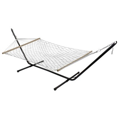 Northlight 55" x 78" Lattice Rope Hammock with Wooden Bar - Brown