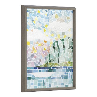 Kate and Laurel Blake One Fine Morning Framed Printed Glass by Janet Meinke-Lau, 18x24, Gray