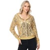 Anna-Kaci Women's Zip-Up Hoodie Jacket with Allover Sequin Embellishments and Ribbed Trim - 2 of 4