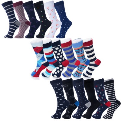 Alpine Swiss Mens Cotton 18 Pack Dress Socks Solid Ribbed Argyle Shoe ...