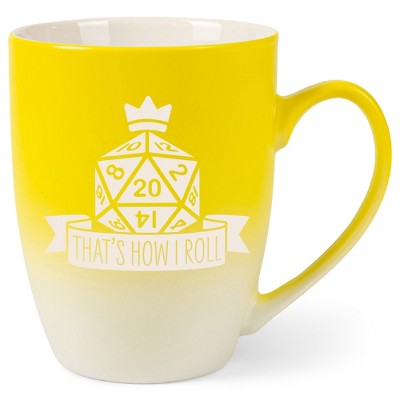 100 North Dice 10 Ounce Yellow and White Two Toned Ombre, Comfortably Fits Your Hands, Ceramic Tea Coffee Cup Mug, That's How I Roll