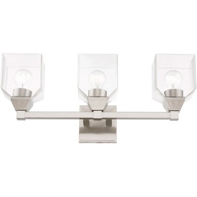 Aragon Brushed Nickel 3-Light Vanity Sconce with Clear Glass Shades