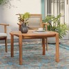 LuxenHome Natural Solid Wood 35.4-Inch Round Outdoor Coffee Table Brown - 2 of 4