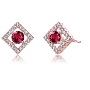 Guili Stylish Halo Stud Earrings with Cubic Zirconia – Modern, Versatile & Elegant in White, Blue, Red & Gold. Perfect for Any Look & Occasion - 1 of 3