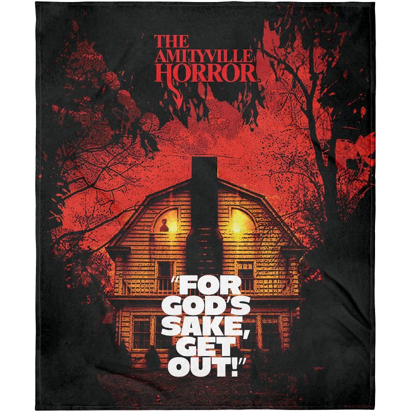 MGM The Amityville Horror Get Out Super Soft And Cuddly Plush Fleece Throw Blanket Black, 1 of 4