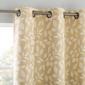 Sun Zero 100% Blackout Satti Embroidered Leaf Grommet Curtain Panel - 1 of 4