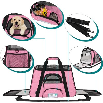 Pink Soft-Sided Airline Approved Pet Carrier for Small Breeds