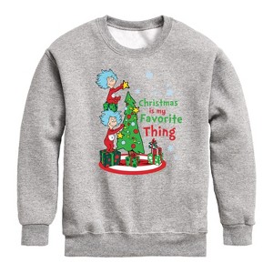 Boys' - The Cat in the Hat - Christmas Is A Family Thing Graphic Long Sleeve Fleece Sweatshirt - 1 of 4