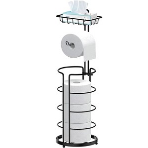 MaseiKar Toilet Paper Holder Stand with Shelf, Bathroom Freestanding Toilet Paper Stand with 4 Rolls Paper - 1 of 4