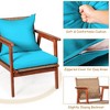 Costway 4PCS Patio Rattan Furniture Set Acacia Wood Frame Cushioned Sofa Chair Turquoise - 4 of 4