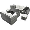 6-Piece All-Weather PE Rattan Patio Conversation Set With Adjustable Seat,Storage Box,Removable Covers And Tempered Glass Top Table -Maison Boucle - 3 of 4