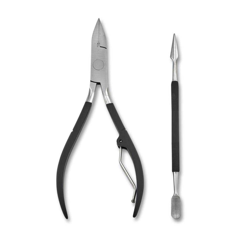 Japonesque Stainless Steel Velvet Touch Pedicure Essential Duo, Cuticle Nipper and Pusher