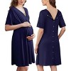 Ekouaer Labor and Delivery Gown for Hospital Short Sleeve Maternity Nursing Dress Nightgown with Button - 4 of 4