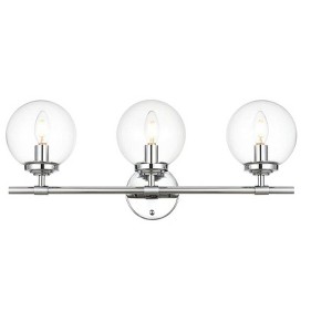 Elegant Lighting Ingrid 3 light Chrome and Clear Bath Sconce - 1 of 4