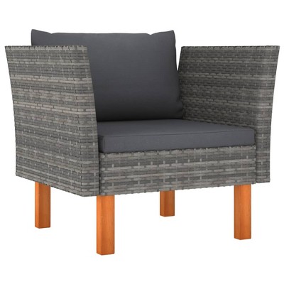 vidaXL Garden Sofa Grey PE rattan Removable Covers Garden Sofa