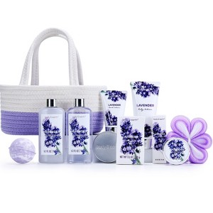 Body & Earth 11pc Lavender Spa Tote Bag - 1 of 4