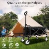DOMETOUR Collapsible Wagon Cart with Wider Wheels & Auto-Rebound Handle - Heavy-Duty, Utility Grocery Shopping Cart for Camping, Beach & Gardening - 3 of 4