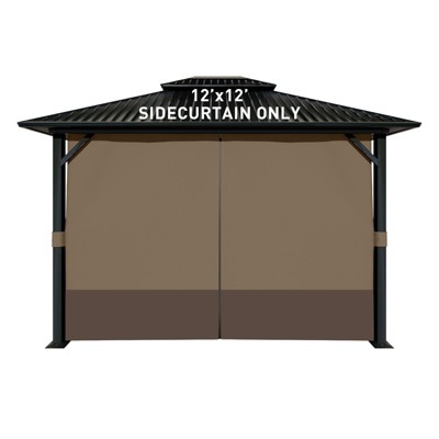 Aoodor 12' x 12' Gazebo Curtain Replacement Universal 4-Panel Sidewalls (Only Curtain)