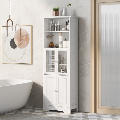 Bathroom Storage Cabinet, Tall Freestanding Floor Cabinet With Shelves And Doors Modern Storage Cabinet For Bathroom, Kitchen, Living Room