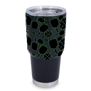 100 North 30 Ounce Stainless Steel On the Go Travel Tumbler With Push Top Lid, Pickleball Paddle Black - 1 of 4
