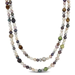 EVERLY JEWELRY | 5.5-8.5mm Multi-Color Cultured Freshwater Pearl Endless Necklace, 72 inc - 1 of 2