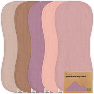 KeaBabies 5pk Organic Softe Muslin Burp Cloths for Baby Girls and Boys, Large Absorbent Burping Cloths for Babies, Baby Burp Clothes - 1 of 4