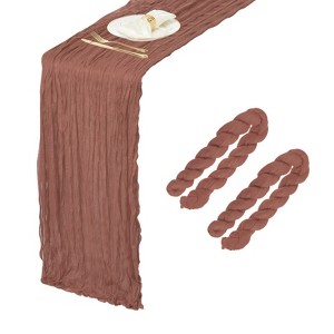 Unique Bargains Light Elegant Romantic Sheer Rustic Gauze Table Decoration Runner 2 Pcs - 1 of 4