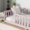 Sapphtopaz Kids Bed Frame, Rubber Wood Floor Bed with Safety Guardrails for Toddlers & Kids' Bedrooms (Twin/Full Size) - 3 of 4