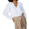 Women's Long Sleeve V Neck Blouse with Lace Trim - current air - 4 of 4