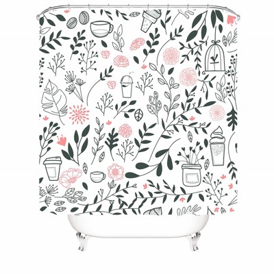 Milk Tea Dessert Powder Flower Shower Curtains for Bathroom Waterproof Fabric Bath Curtain Durable Soft Stylish Bathroom Decor 72x72 Inch