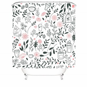 Milk Tea Dessert Powder Flower Shower Curtains for Bathroom Waterproof Fabric Bath Curtain Durable Soft Stylish Bathroom Decor 72x72 Inch - 1 of 1