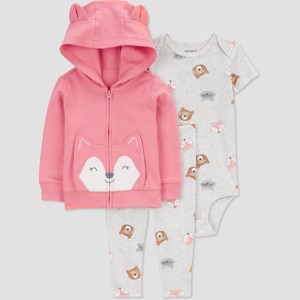 Carter's Just One You® Baby Girls' Fox S Top & Bottom Set - Pink - 1 of 3