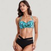 Anna-Kaci Swim Women's Tropical Print Bikini Set with Crisscross High Waist Bottom and Wide Strap Top - 2 of 4