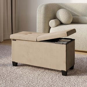 StorageBud Storage Ottoman for Bedroom End of Bed, Velvet Storage Bench, Large Storage Ottoman Bench, Entryway Bench with Storage - 1 of 4